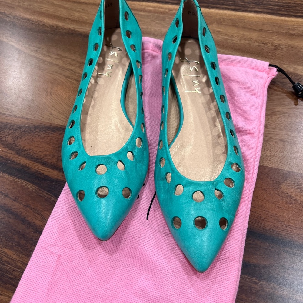 fs/ny teal leather flats 8.5